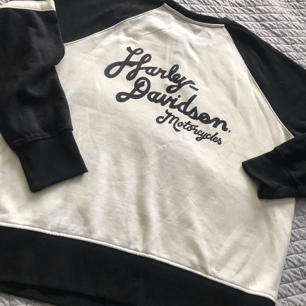 Black/White sweatshirt HD Long sleeve cuffed w/embroidery front 2XL